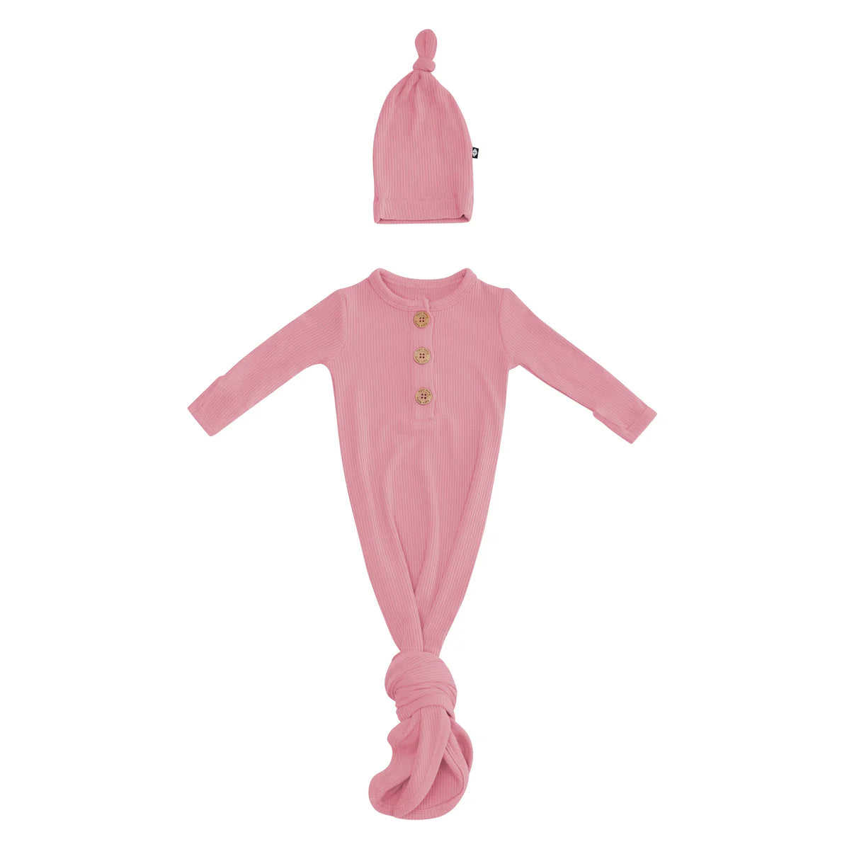 Kyte Ribbed Knotted Gown With Hat Set