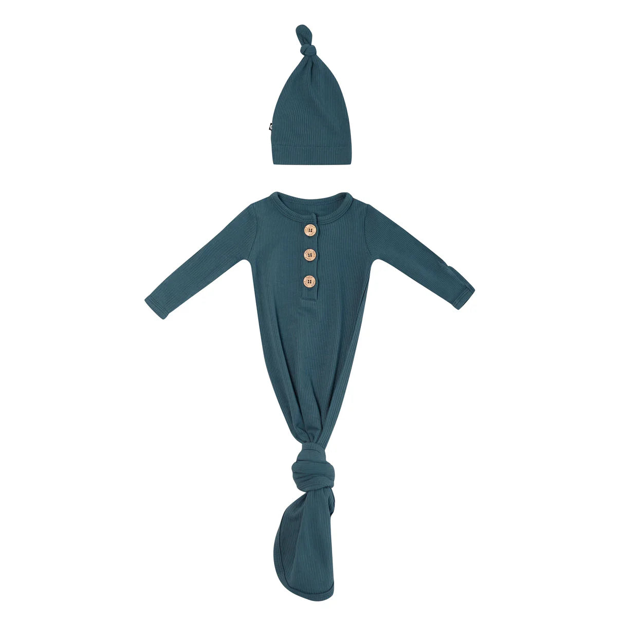 Kyte Ribbed Knotted Gown With Hat Set