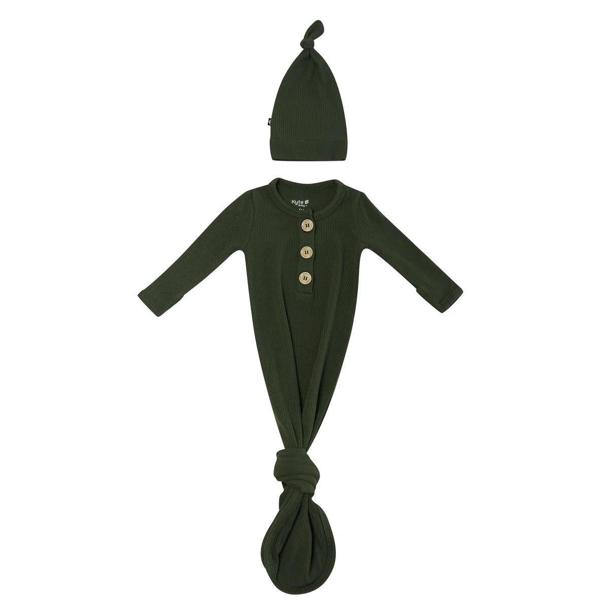 Kyte Ribbed Knotted Gown With Hat Set